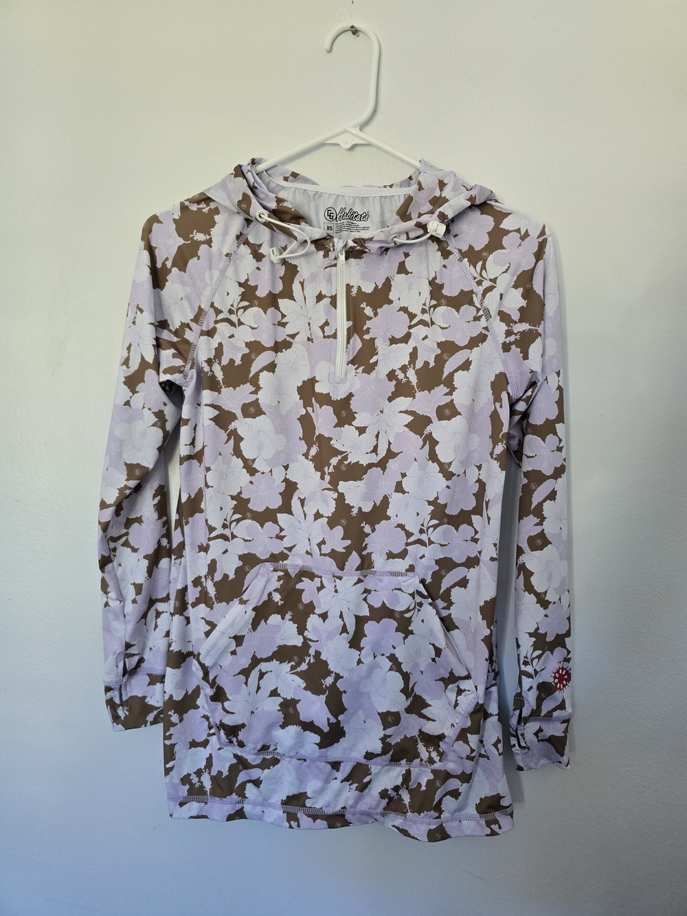 Habitat Quarter-Zip Floral UV Hoodie in Lavender and Brown XS